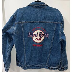 Vintage Hard Rock Cafe Orlando Save the Planet Denim Jacket Size M Embroidered
